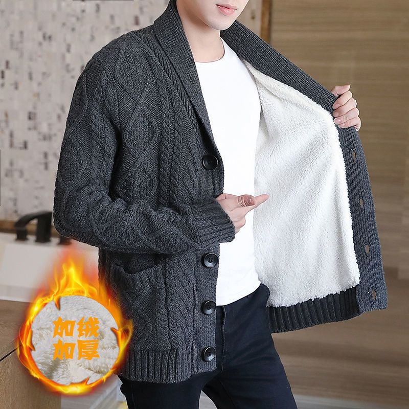 编织毛衣男开衫粗线开身男士毛衣秋冬季新款针织开衫毛衣男青年休闲