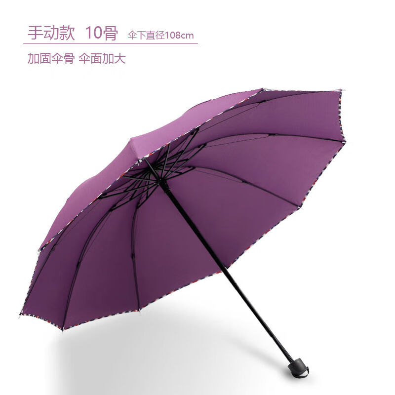 十骨八骨加大雨伞双人三人大号折叠雨伞男女商务伞三折晴雨太阳伞 紫色 八骨雨伞：遮雨