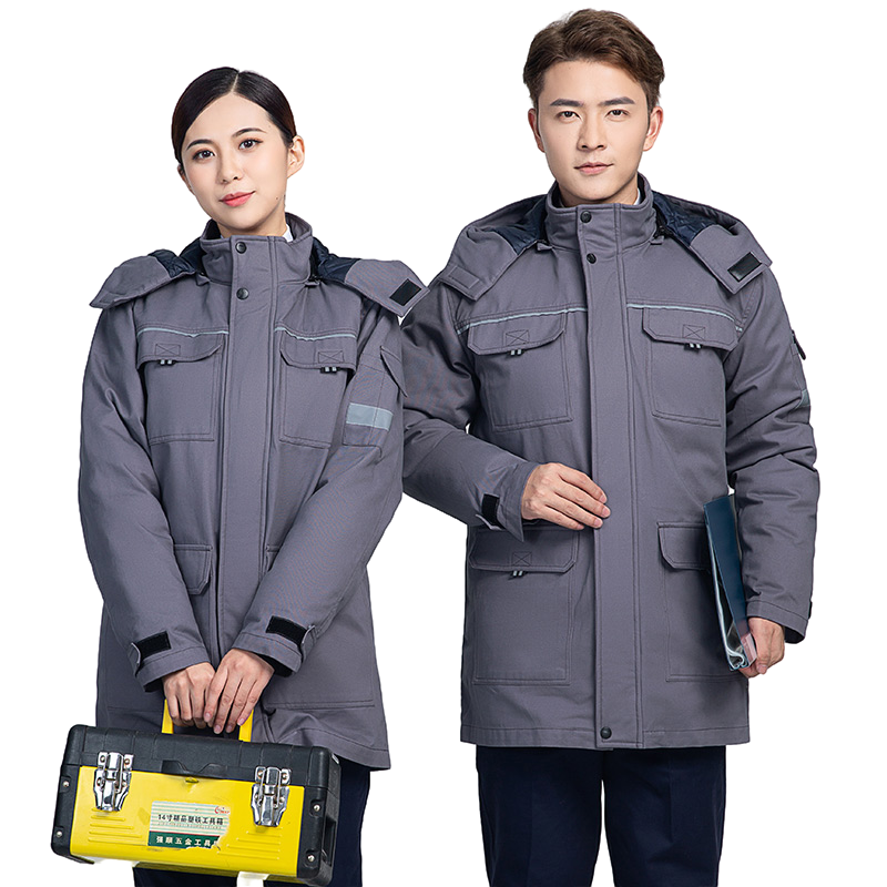 保羅嵐芝冬季工作服加絨加厚棉襖勞保棉衣logo定制