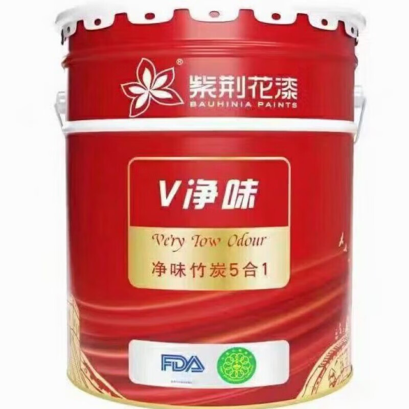 紫荆花升级版净味竹炭5合1内墙墙面漆家装防潮透气持久干爽清新白色18