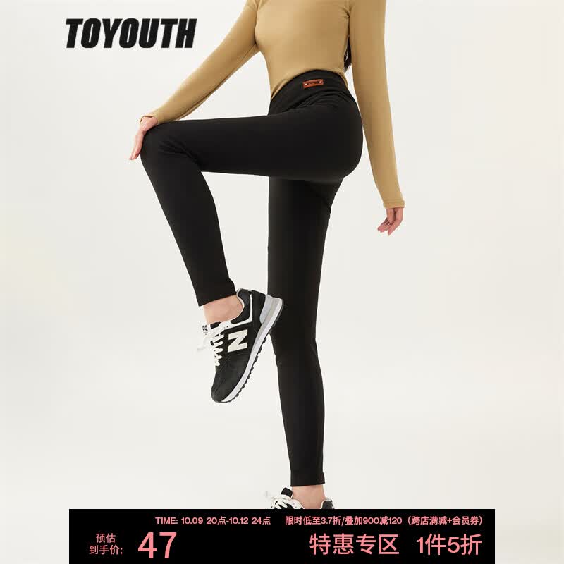 初语TOYOUTH初语显瘦打底裤女22年冬季新款细腰提臀拉长腿型鲨鱼裤 黑色 均码高性价比高么？