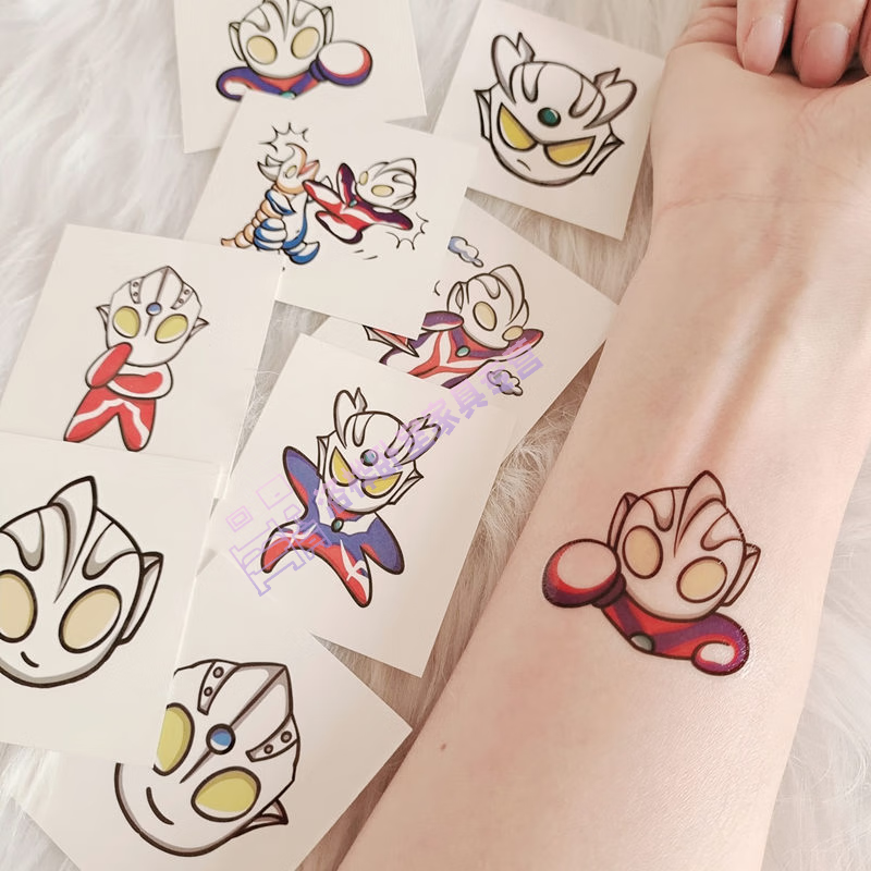 萨默斯奥特曼纹身贴10张 卡通防水持久可爱童趣彩色贴画仿真儿童贴纸嗬