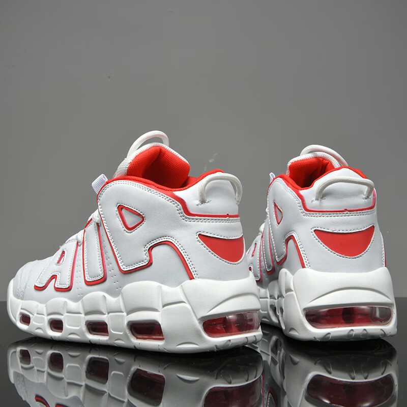 莆田皮蓬大air篮球男鞋高帮2023年秋季新款秋季初中生气垫减震运 白红