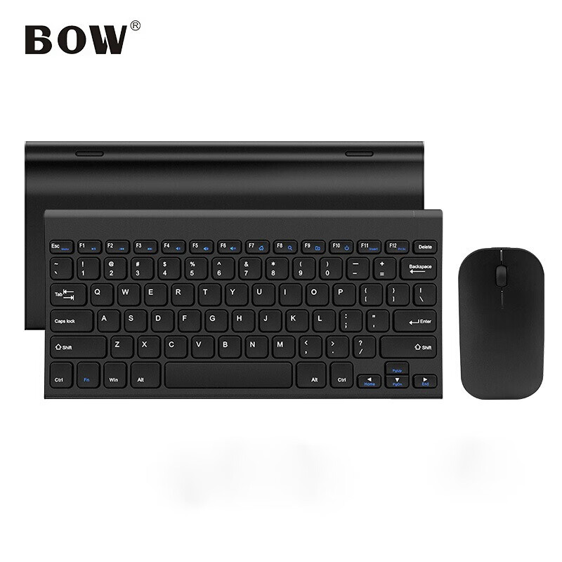 航世（BOW）HW086-2S 金属无线充电键盘鼠标套装 超薄便携办公键鼠套装 黑色