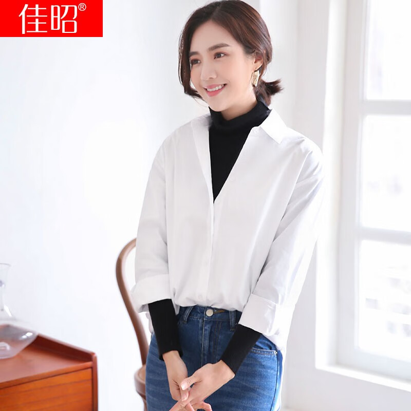 衬衫女时尚韩版气质宽松长袖小众设计感洋气上衣内搭打底宽松白衬衫