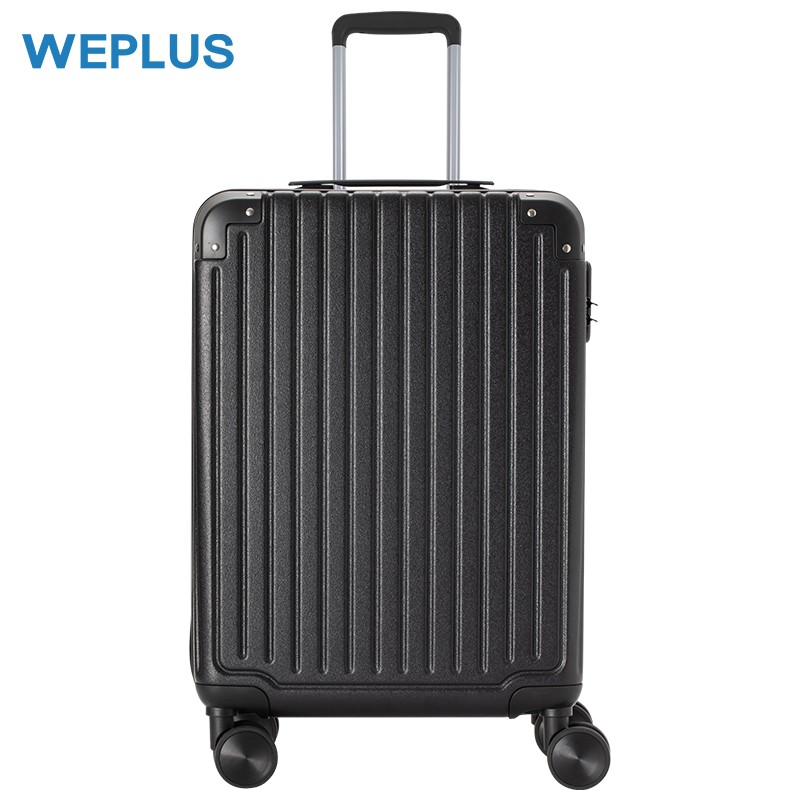 唯加WEPLUS行李箱撞色时尚出差旅行箱学生男女通用拉杆箱飞机轮静音箱包 黑色 20吋