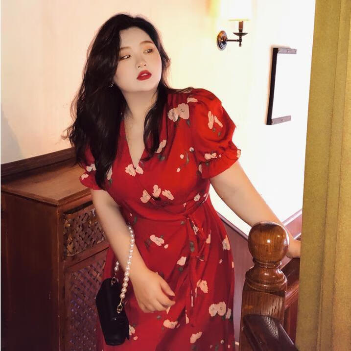 boku rooster夏季胖女生穿的衣服宽松大码胖mm学生显瘦大码胖mm法式