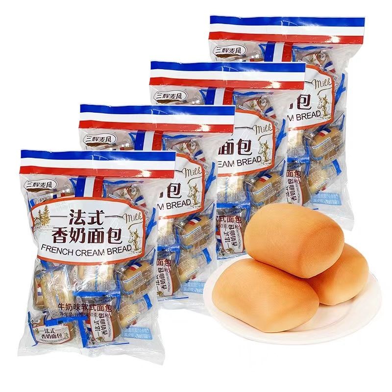 三辉麦风法式香奶面包牛奶味软式300g1袋 早餐休闲小零食袋装 0g  300