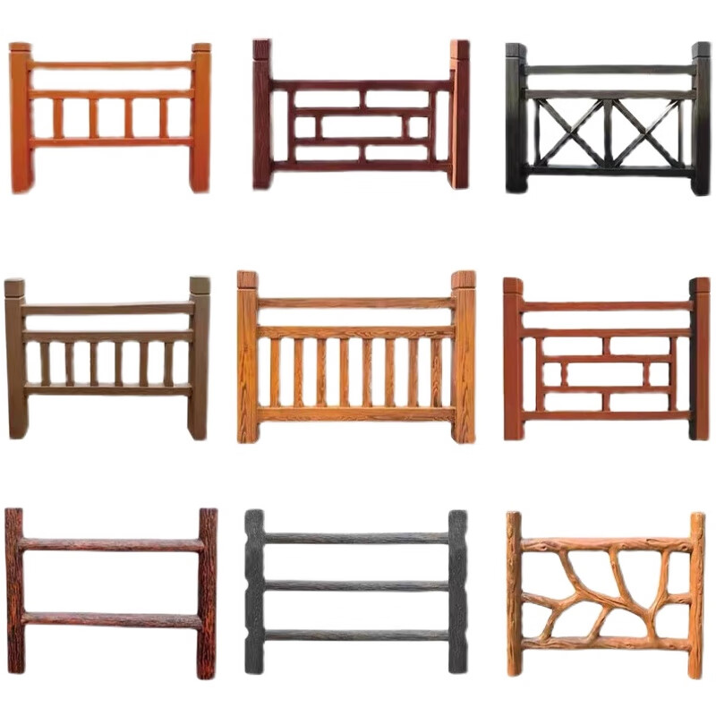 沃绣水泥仿木护栏河道公园栏杆景区仿木纹栅栏池塘河边混凝土栏杆