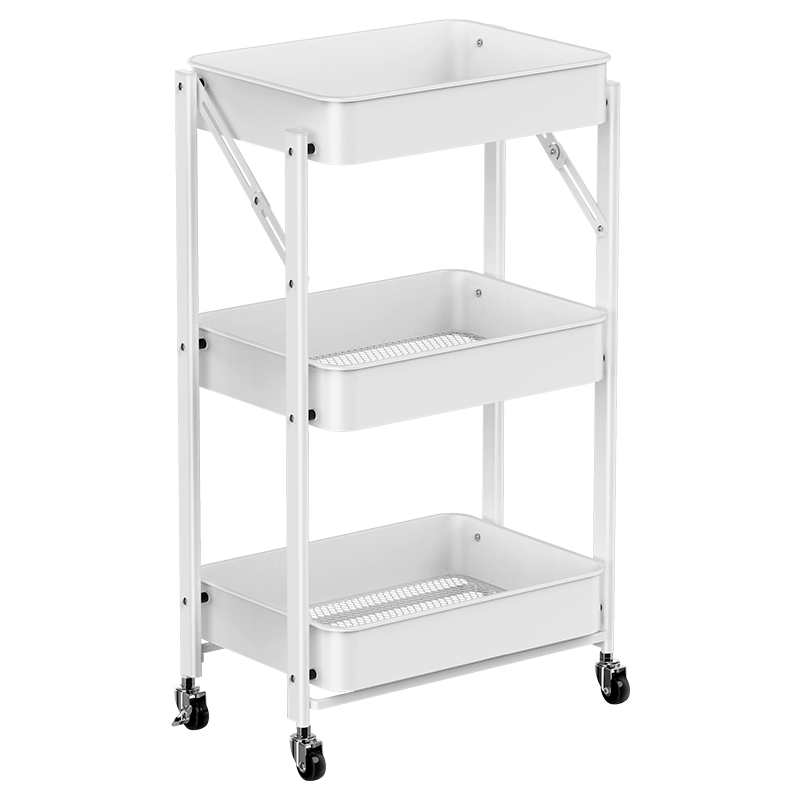 格美居(GEMJU)厨房置物架家用落地储物架移动收纳免安装置物架子婴儿置物架 万向滑轮可移动-象牙白