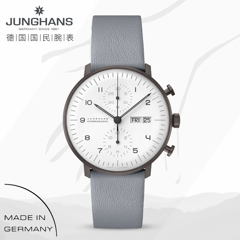 新款德国手表Junghans荣汉斯弧形表镜简约美学多功能计时男女机械腕表 027/4008.05