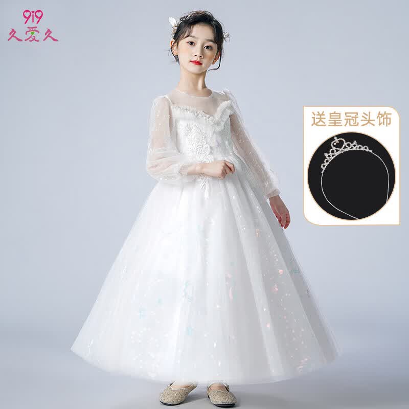 久爱久儿童礼服公主裙女童连衣裙蓬蓬裙主持人高端钢琴演出服白色 160码高性价比高么？