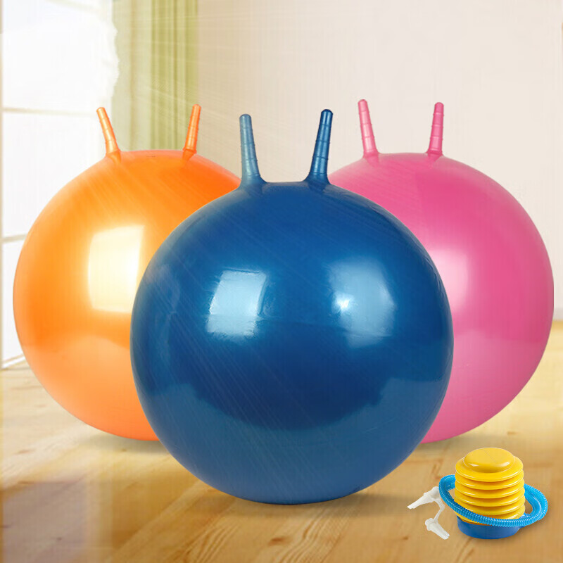 妙普乐瑜伽球带耳朵羊角球加厚防爆跳跳球健身球65cm瑜伽球手柄球