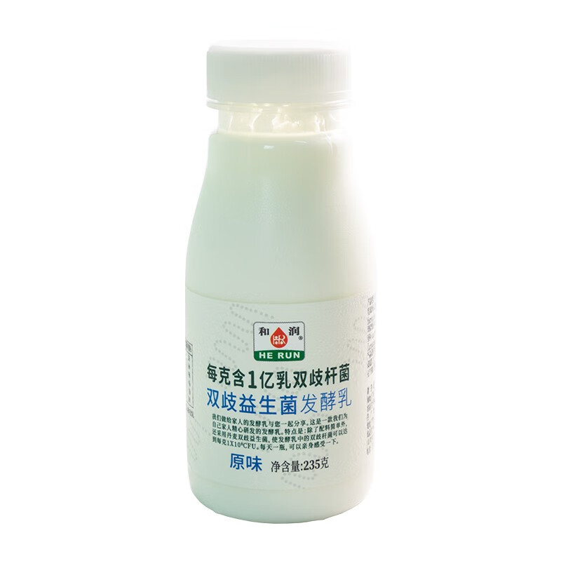 和润 双岐益生菌发酵乳原味 235g 风味发酵乳 低温酸奶酸牛奶 每克含一亿个双歧杆菌 促消化