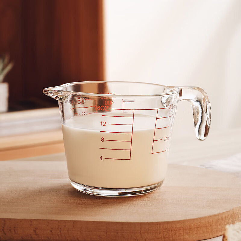 格娜斯（CRISTALGLASS）牛奶杯家用带刻度耐热玻璃杯子烘焙量杯儿童早餐杯打蛋计量厨房