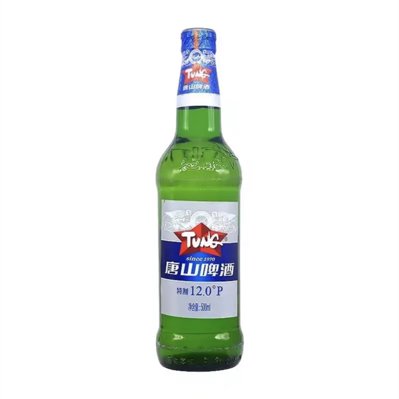 唐人山唐啤12度唐山啤酒12°玻璃瓶大绿棒子饮料 500ml*12瓶 高度麦芽