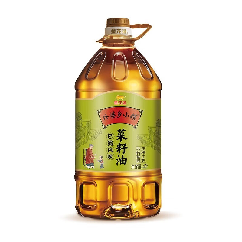 金龙鱼外婆乡小榨巴蜀风味菜籽油4L(非转压榨) 1桶