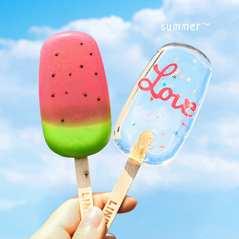 颜值水晶冰棍棒棒糖星空diy手工糖果日系彩色卡通儿童 西瓜冰棍棒棒糖
