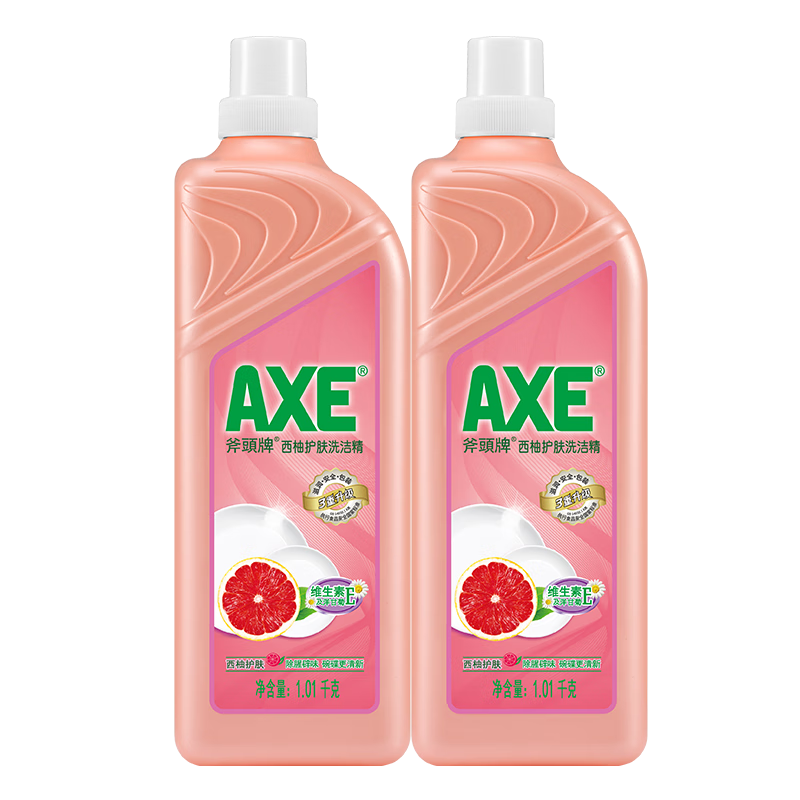 斧頭牌(AXE)護(hù)膚洗潔精維E護(hù)手餐具凈去油污果蔬清洗劑洗滌劑A類食品1.01KG 西柚護(hù)膚2瓶1.01kg*2