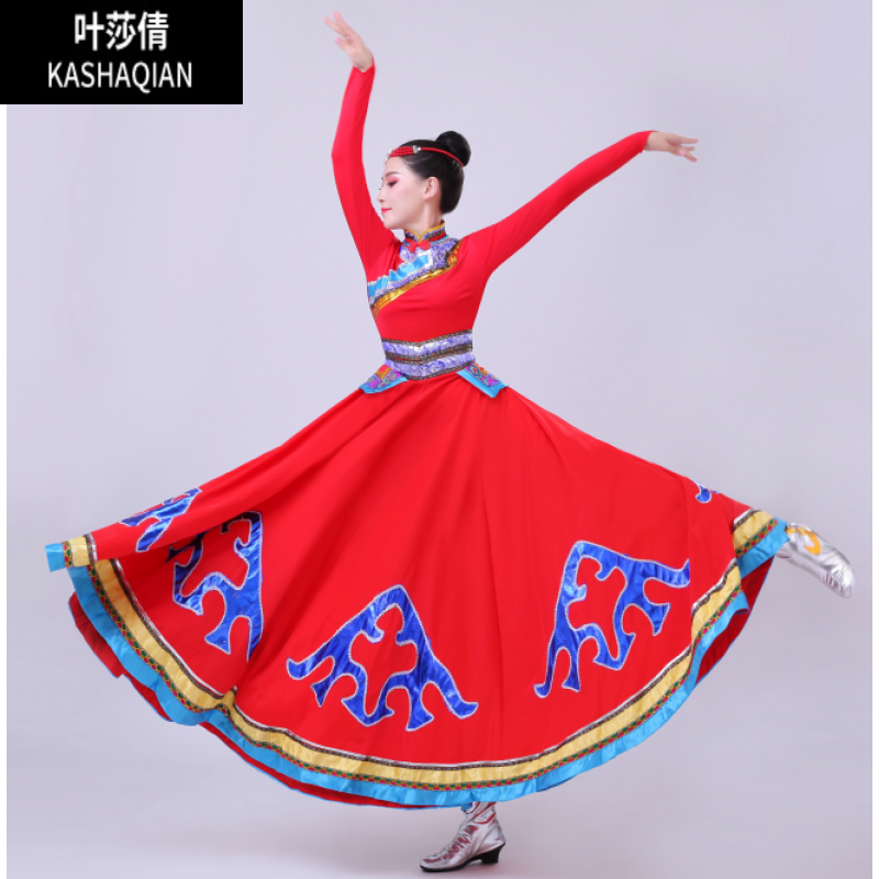 【蒙古族舞蹈服装女】新款蒙古袍女少数民族内表演服蒙族筷子舞大摆
