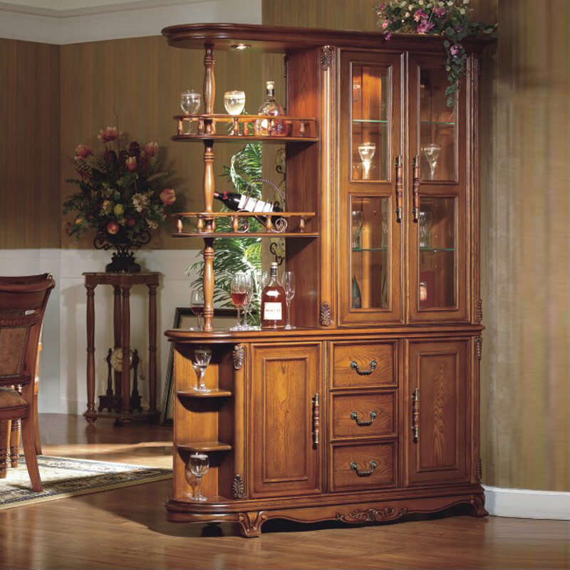 欧伦美美式实木隔断柜欧式复古隔厅柜实木间厅柜门厅玄关柜门厅酒柜