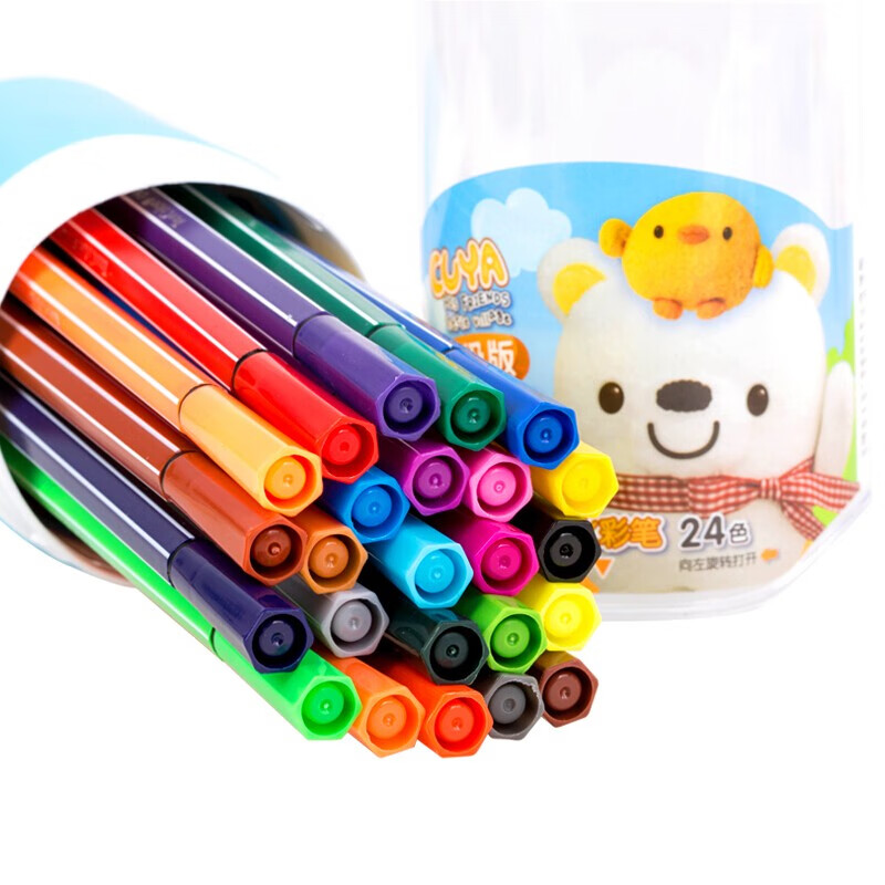 真彩(TRUECOLOR)24色可洗水彩笔 绘画笔填色笔 学生儿童涂鸦上色笔 酷吖系列2600 24色（无备注颜色随机发）