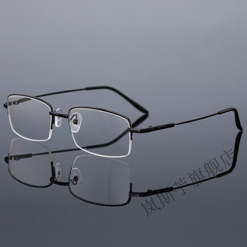 通用近视镜成品半框记忆金属近视眼镜男半框眼睛框镜架男眼镜近视 平