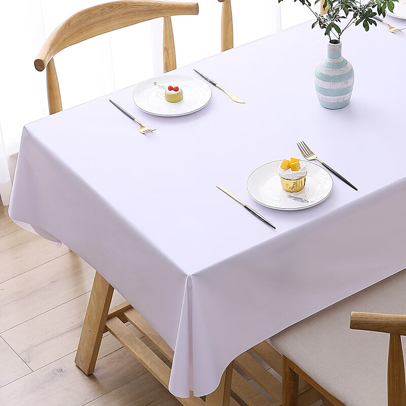 防油免洗饭店网红酒店会议室纯色台布pvc桌垫长方形 纯白色(90*140cm)
