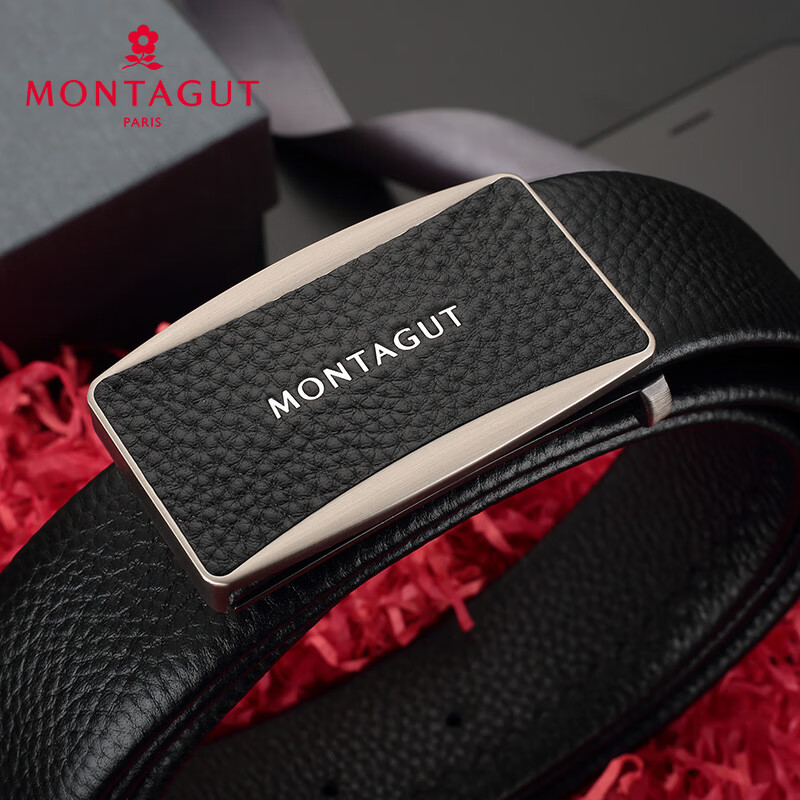 梦特娇(montagut)皮带男士商务皮带平滑扣头层牛皮腰带男时尚休闲裤带