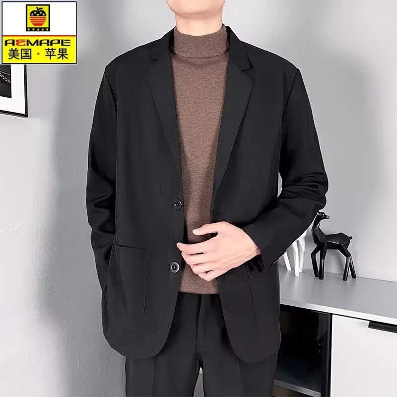aemape美国苹果2023秋冬纯色感小西装新款韩版潮流休闲百搭ins痞帅