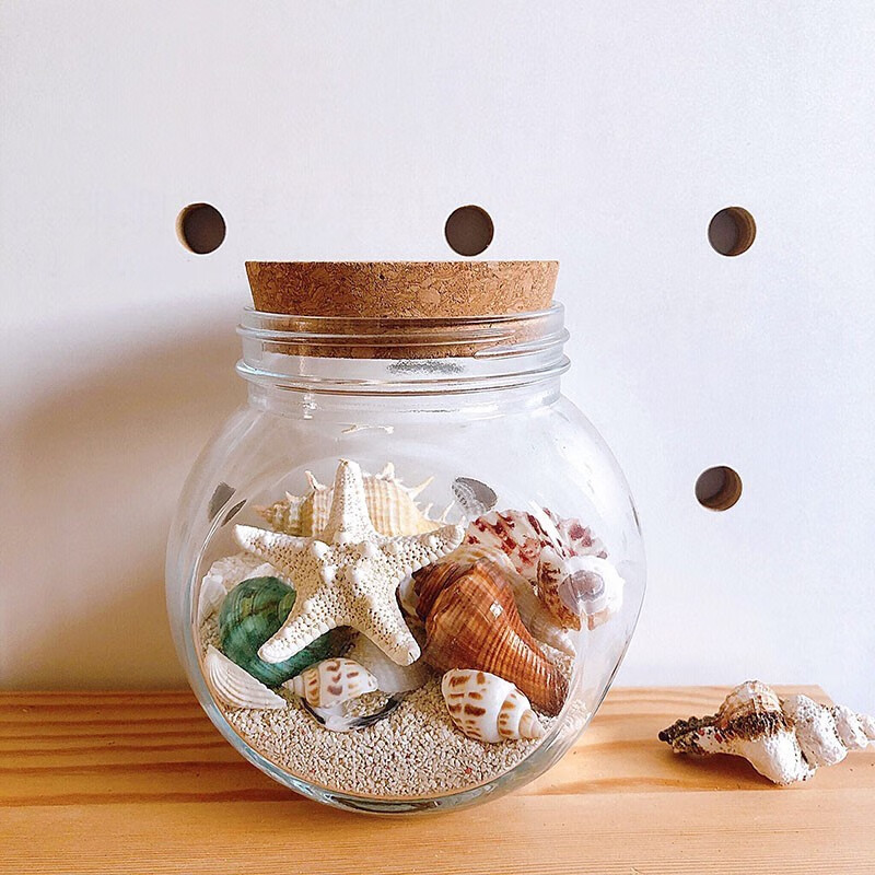 玖甸星星纸玻璃瓶   星星折纸罐子许愿漂流瓶子玻璃木塞贝壳沙子干花