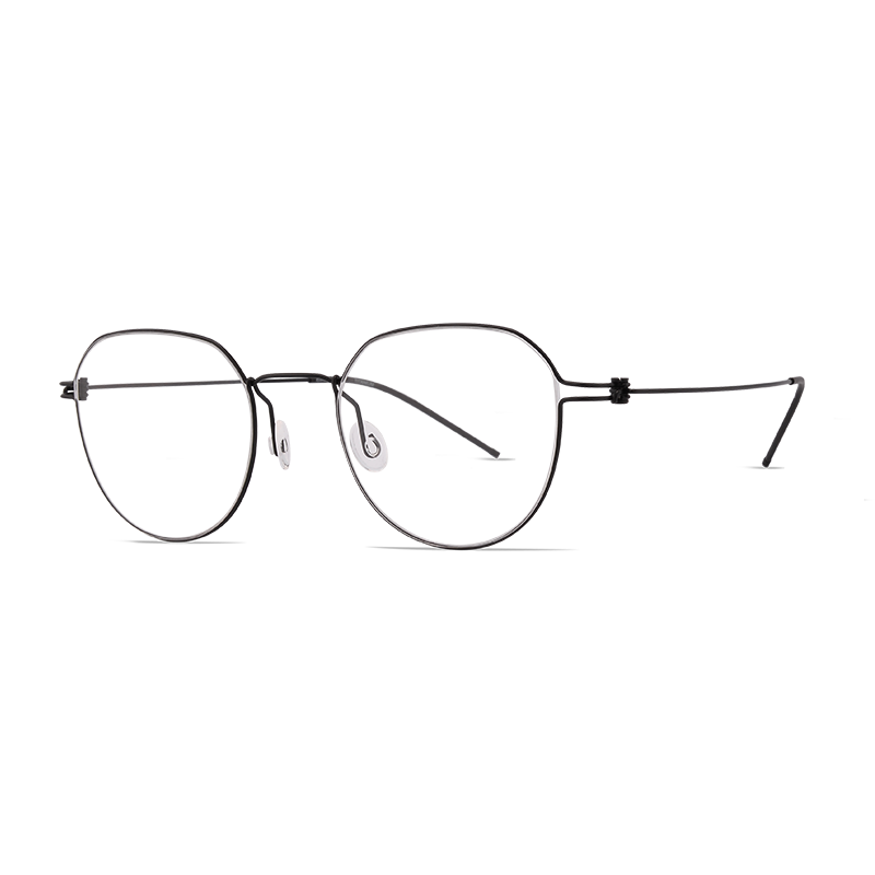 明月镜片 舒适线钛商务大脸防蓝光光学眼镜框男女配镜近视眼镜 56037 C1-哑黑