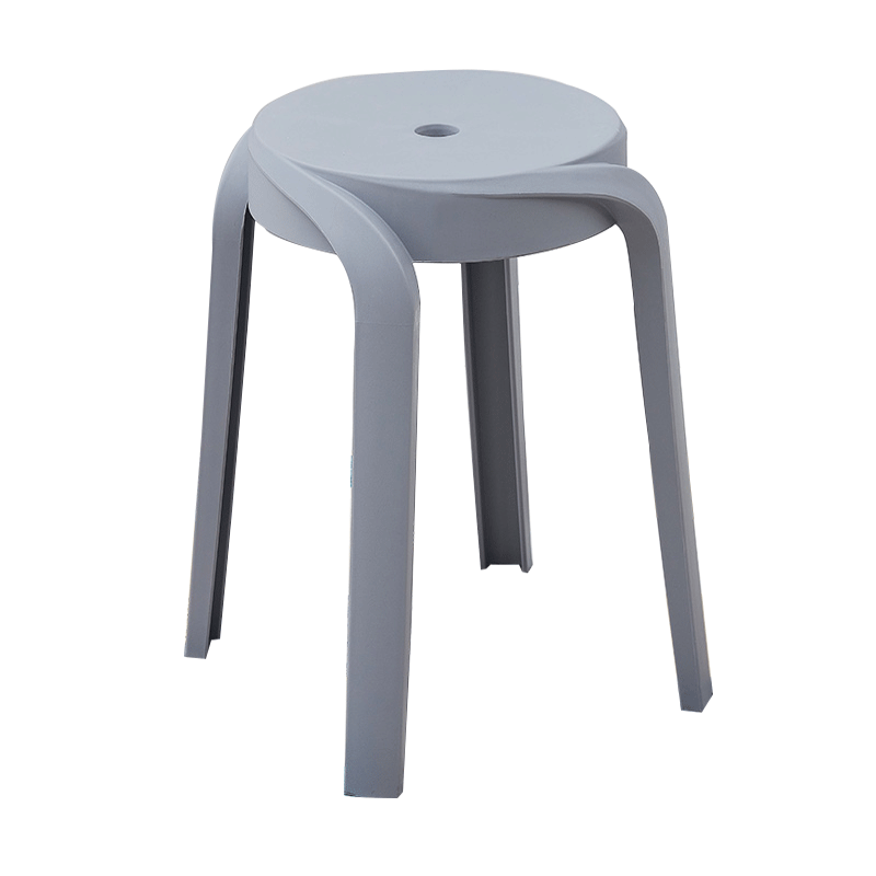 宜瑞思塑料凳子 凳子家用 加厚北欧风凳子 圆凳高凳换鞋凳浴室防滑凳等候板凳 灰色(加强版)