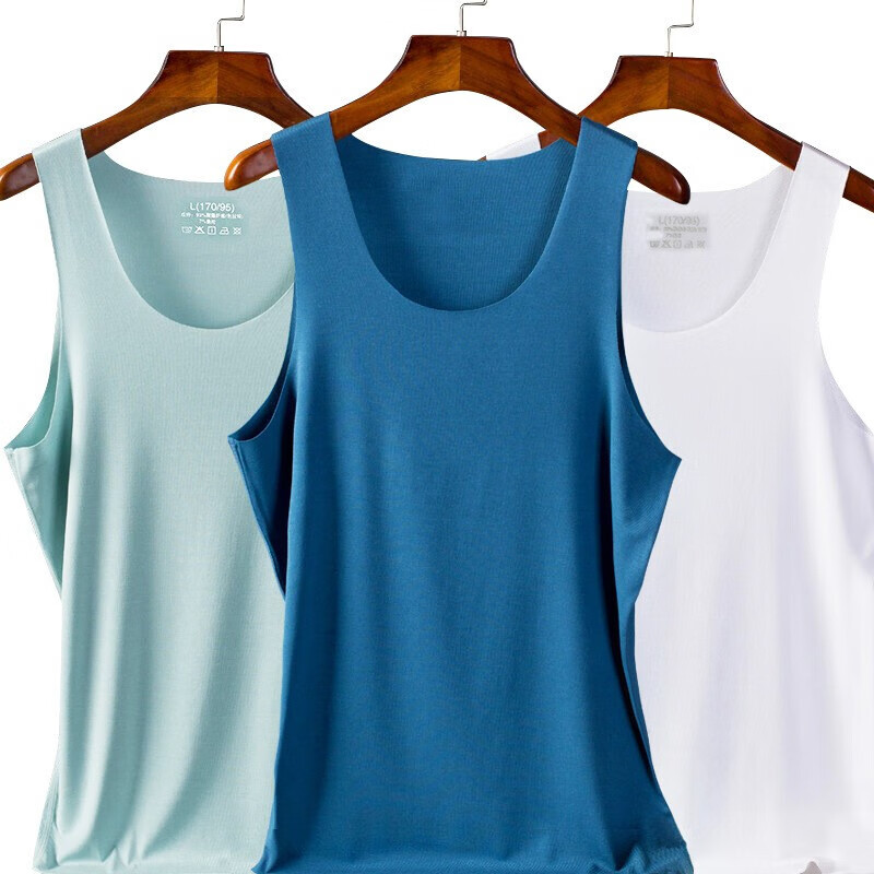 北极绒 2件装背心男士背心窄肩圆领男士背心打底冰丝无痕健身高弹速干衫 备注(不备注随机发) XL