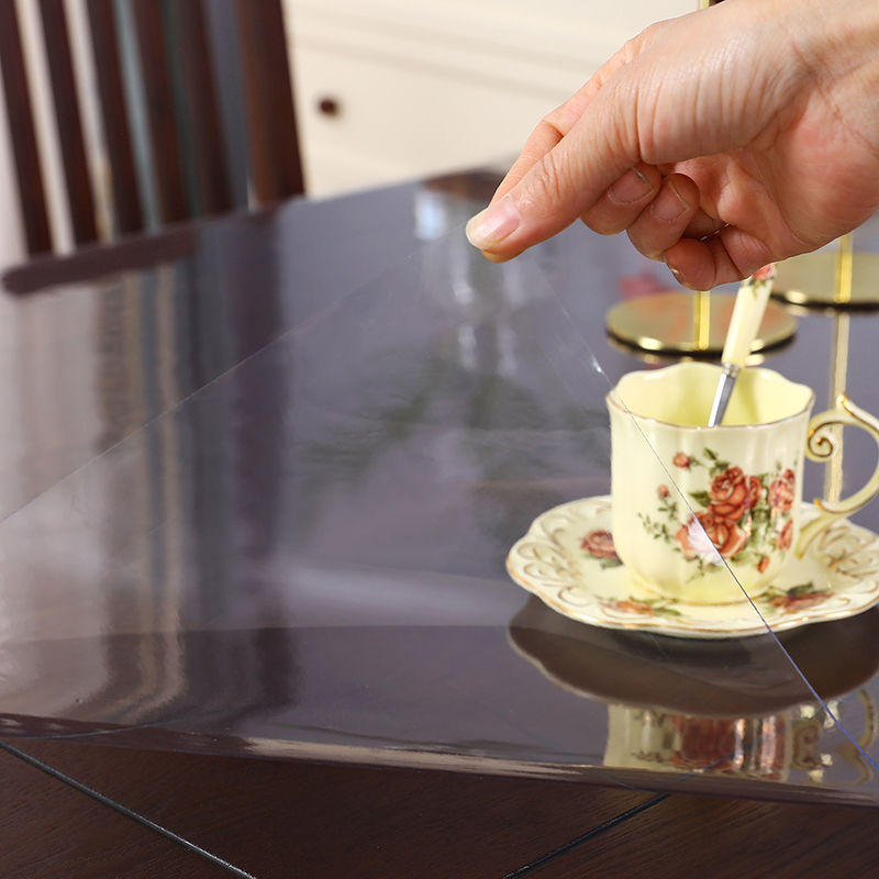 pvc软玻璃透明桌布防水防油防烫茶几餐桌布长方形软塑料桌垫胶垫 1.0mm纯透明 60*120