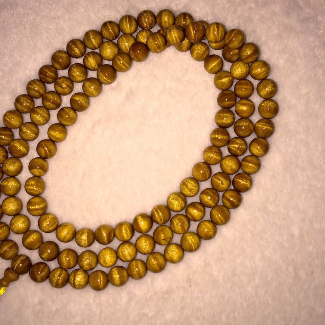 托托贴贴 金丝楠木108颗8mm 手串108颗佛珠水波纹小叶桢楠高端sn6232