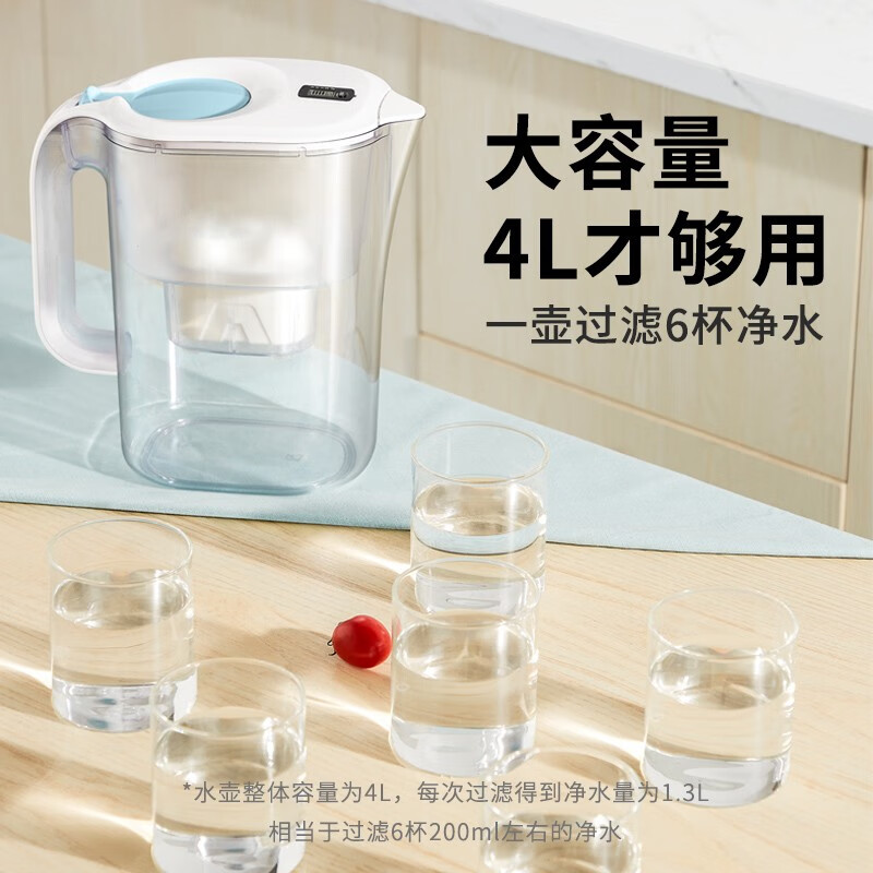 九陽（Joyoung）凈水壺 家用濾水壺 過濾凈水器 自來水過濾器 JYW-B06 1壺7芯【4升大容量】【四層過濾 升級(jí)版除氯減垢】