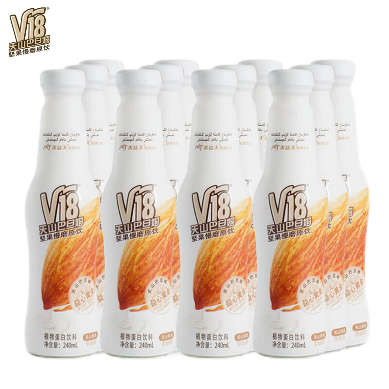 v18 全国免运 新疆特产 巴旦木坚果饮料整箱240ml*12瓶 享宴秋实礼盒