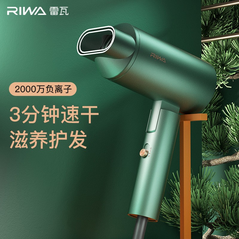 雷瓦(RIWA)电吹风机家用千万级负离子大风量速干2200W大功率便携可折叠冷热风恒温护发酒店宾馆商务沙龙 1600W网红款7305