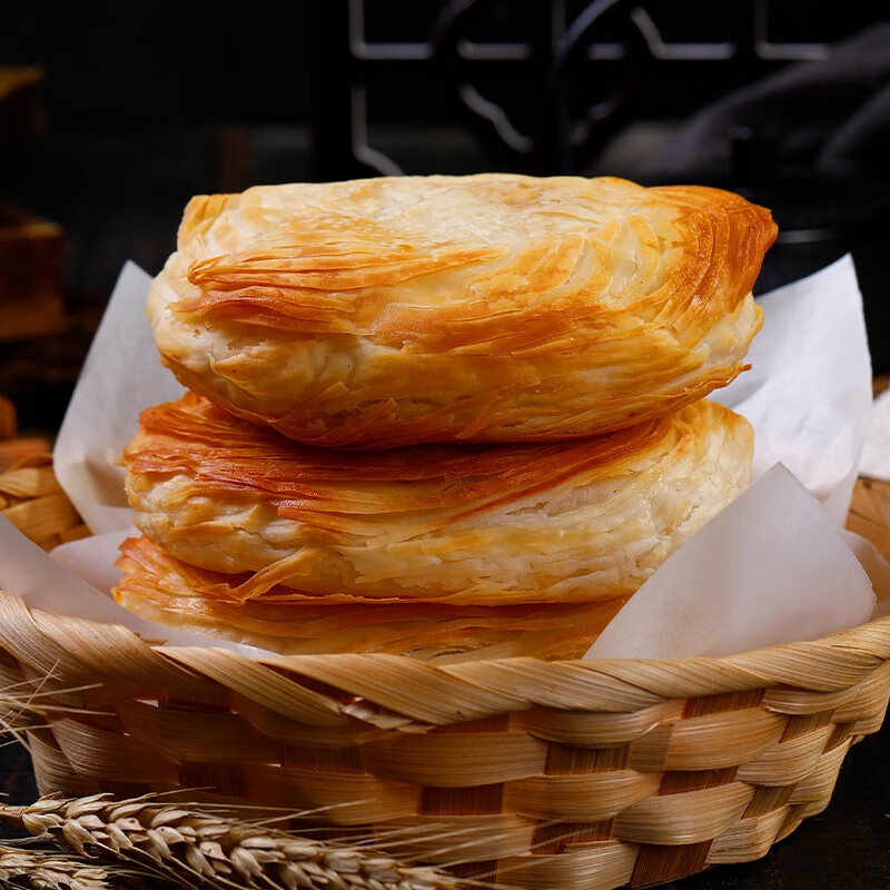 早餐早点手抓饼面点生鲜葱油饼烧饼陕西 老潼关千层饼肉夹馍100g*20个