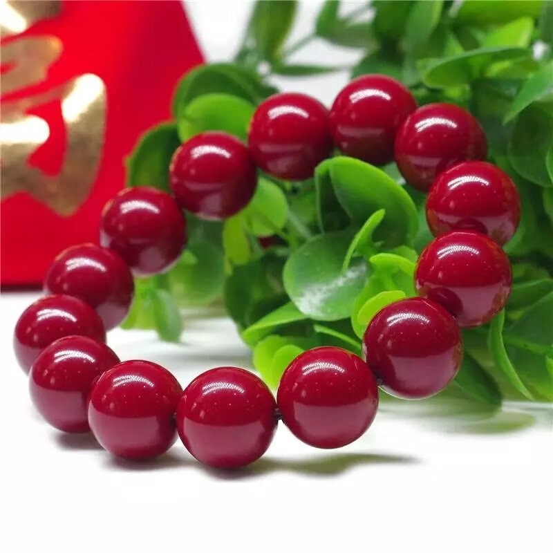 snqp珊瑚手串红色佛珠女手链圆珠男士红串珠情侣文玩 1.2x17颗