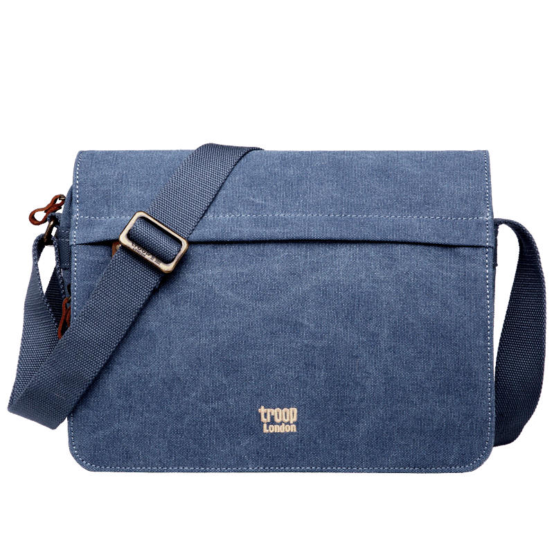 Troop挎包男包單肩包男斜跨包潮歐美復(fù)古男士斜挎包背包帆布包橫款男包 小號(hào)藍(lán)色L1538【A款】