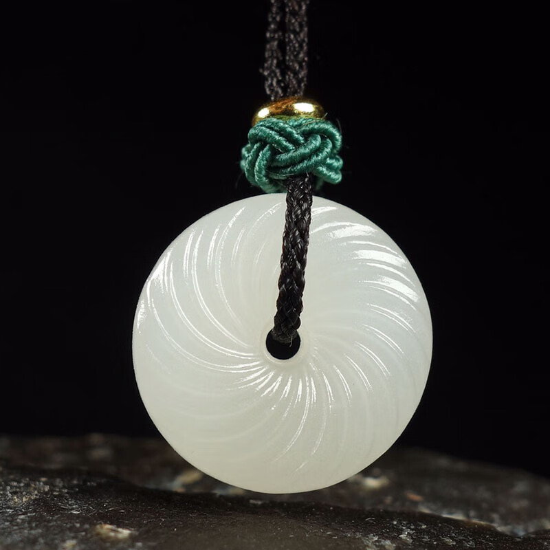 天然和田玉青白玉玉回纹平安扣吊坠男女项链玉石挂件玉佩