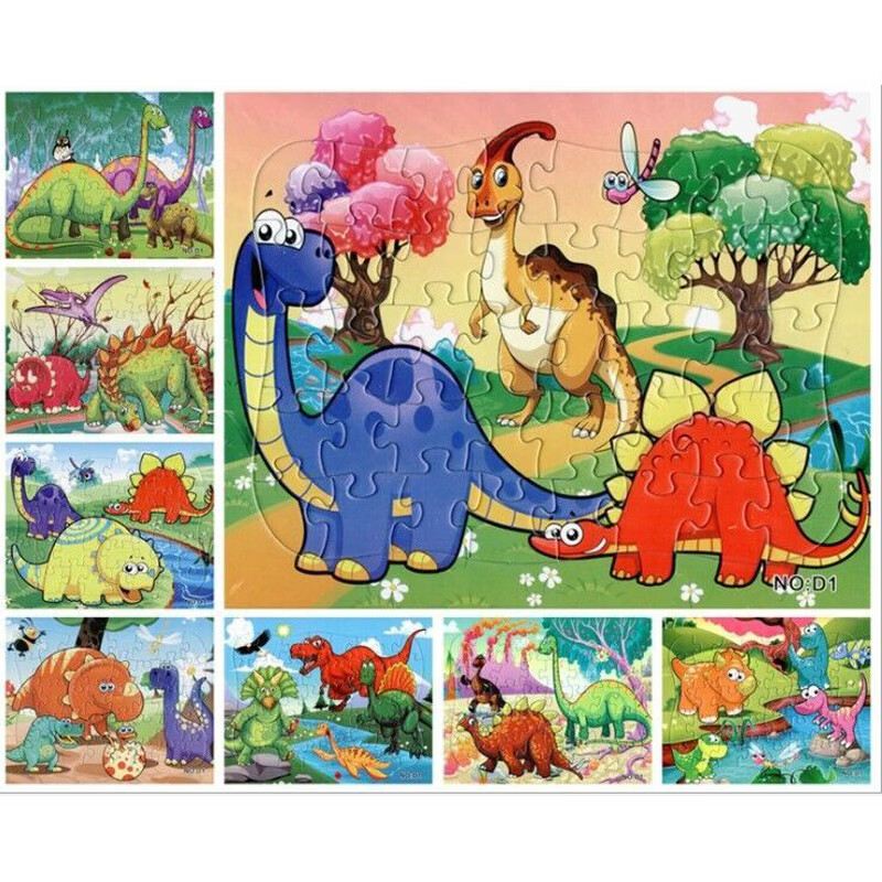 卡通恐龙40片拼图随机4张