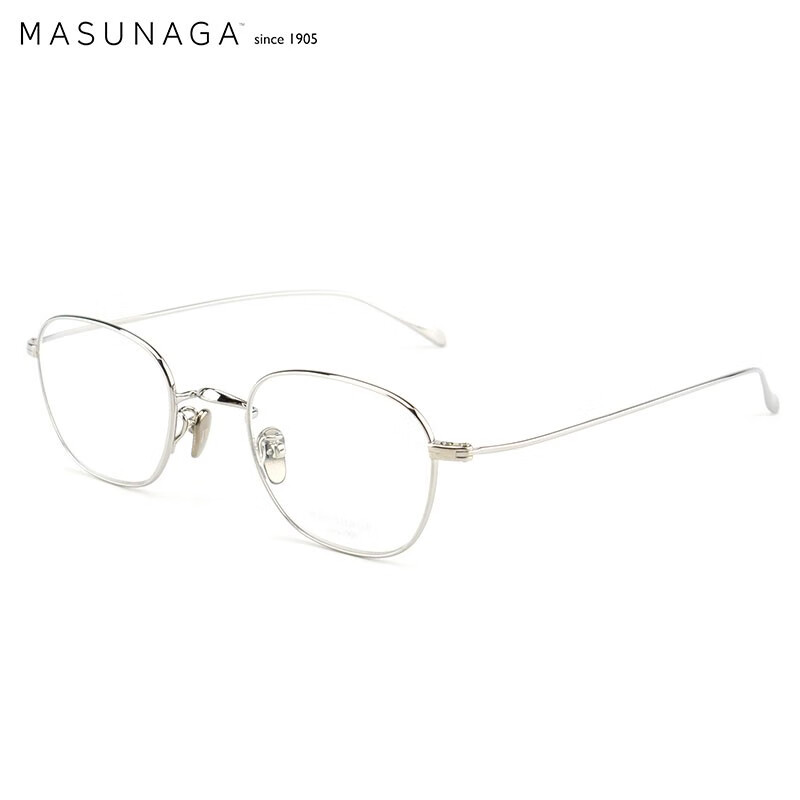 MASUNAGA 增永眼镜框男女轻商务潮流日本手工制作 圆框钛材质远近视光学眼镜架GMS-199T #24 正银色 47mm