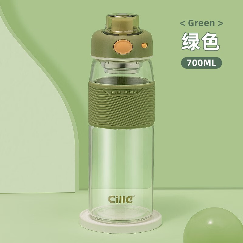 希乐希乐单层玻璃杯女士大容量水杯男加厚杯子夏季带过滤家用泡茶杯
