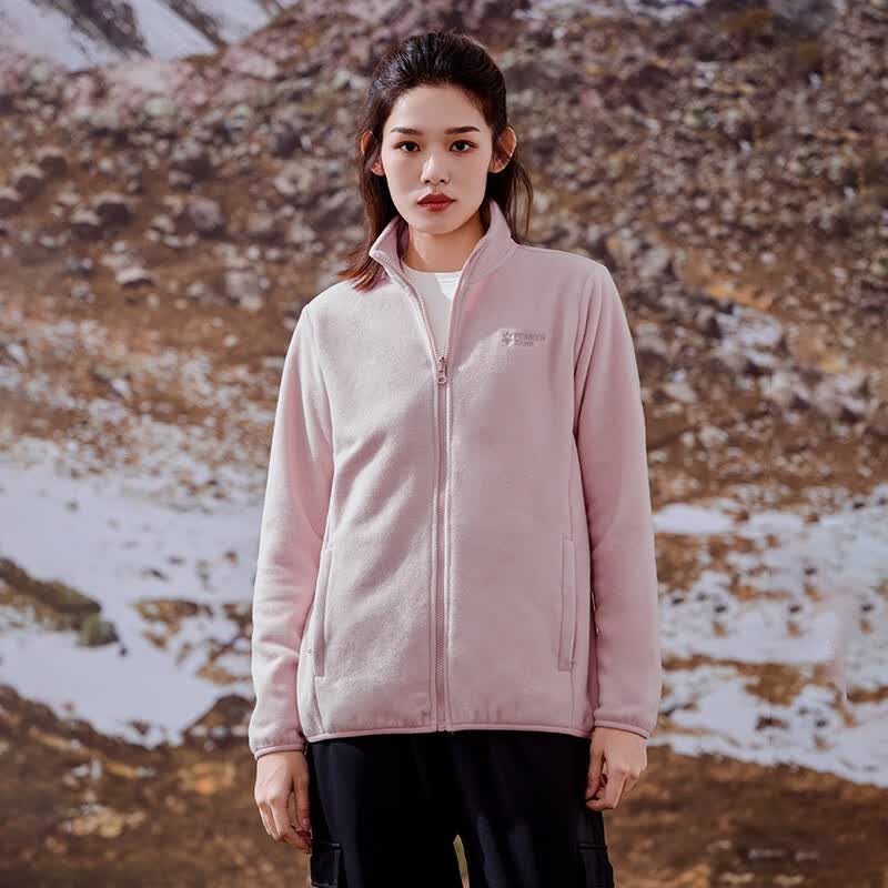 拓路者（Pioneer Camp）冲锋衣内胆摇粒绒外套女春季抓绒衣立领春装户外运动保暖开衫上衣 灰紫 M