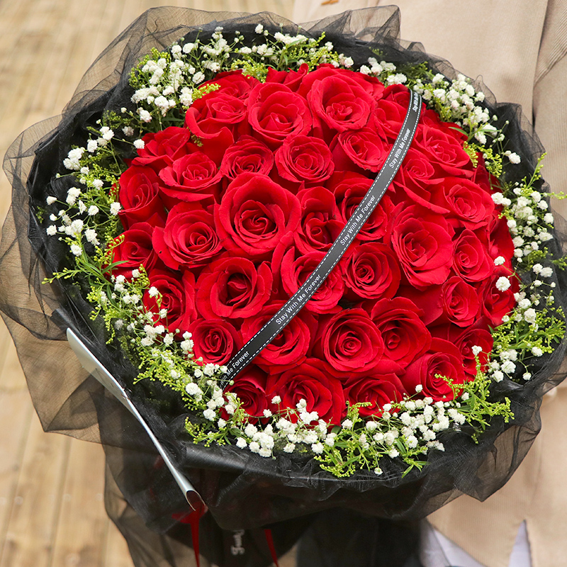 初情小礼情人节鲜花同城配送红玫瑰花束生日礼物送女生女友全国花店送花 33朵红玫瑰花束