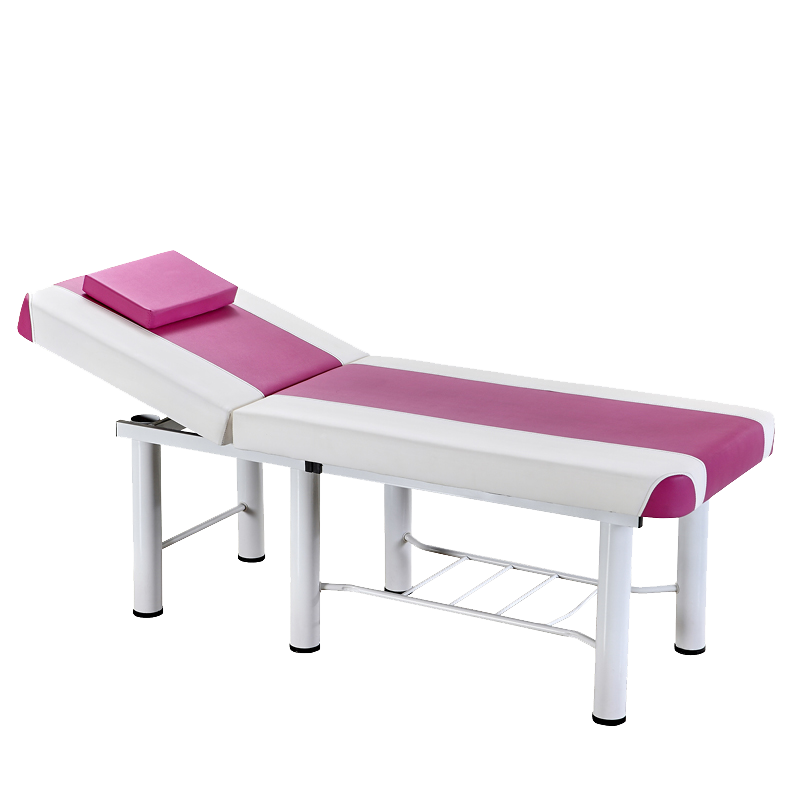 田门前 美容床 按摩床 理疗床 美容院专用床家用艾灸火疗纹绣床汗蒸多功能按摩床 60粗185*70方头粉白色(配凳子)