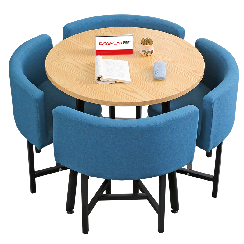 黎明 洽谈接待桌椅组合会客休闲操作台谈判小圆桌餐椅子一桌四椅